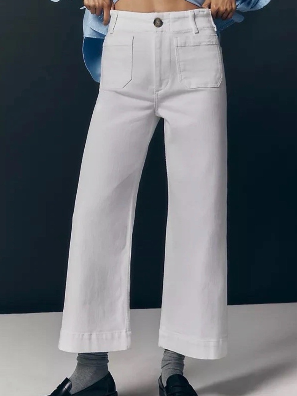 Anthropologie Maeve The Colette Size 29 White Crop Wide-Leg High Rise Jeans